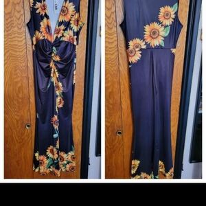 Floral Jumpsuit with Sunflower Print
